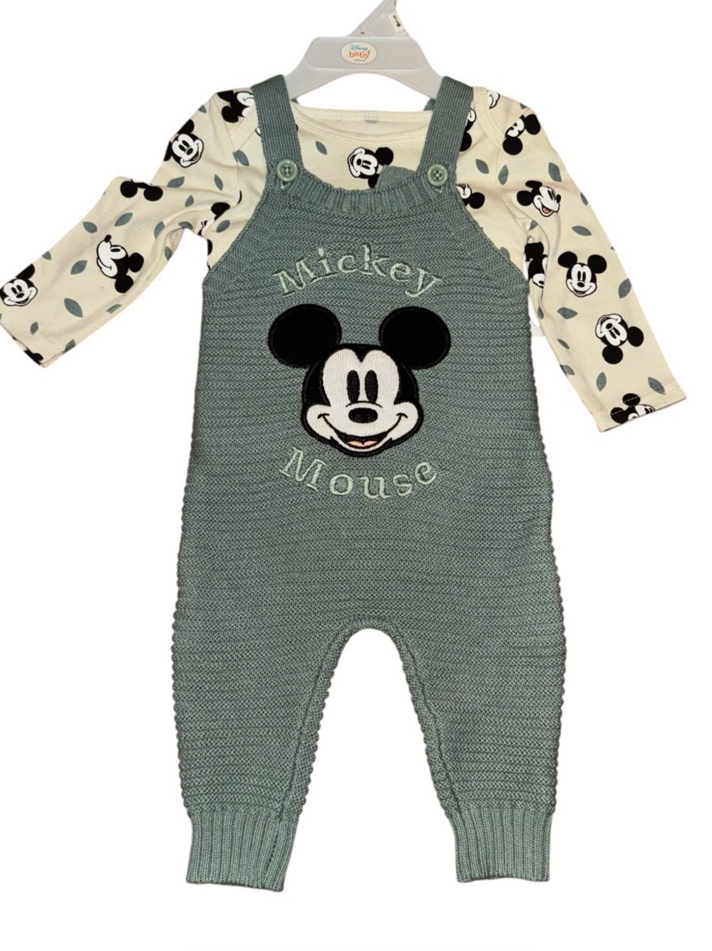Disney baby Mickey Mouse 2 piece overalls & bodysuit outfit
